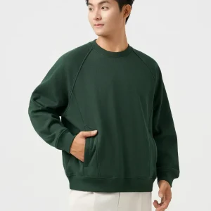 Áo Nỉ Nam Tay Raglan Bo Gấu Túi Khoá